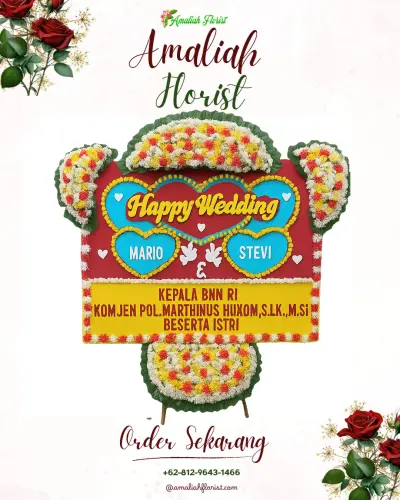 Karangan Papan Bunga Pernikahan di Gisikdrono